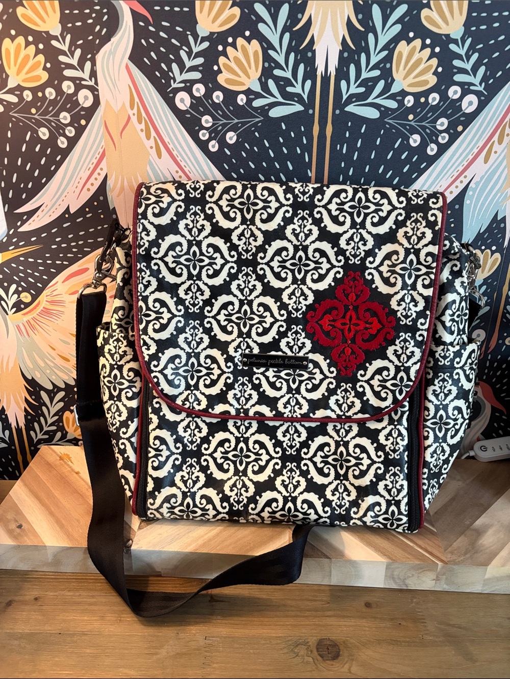Petunia Pickle Bottom Black & White Crossbody Bag/Diaper Bag